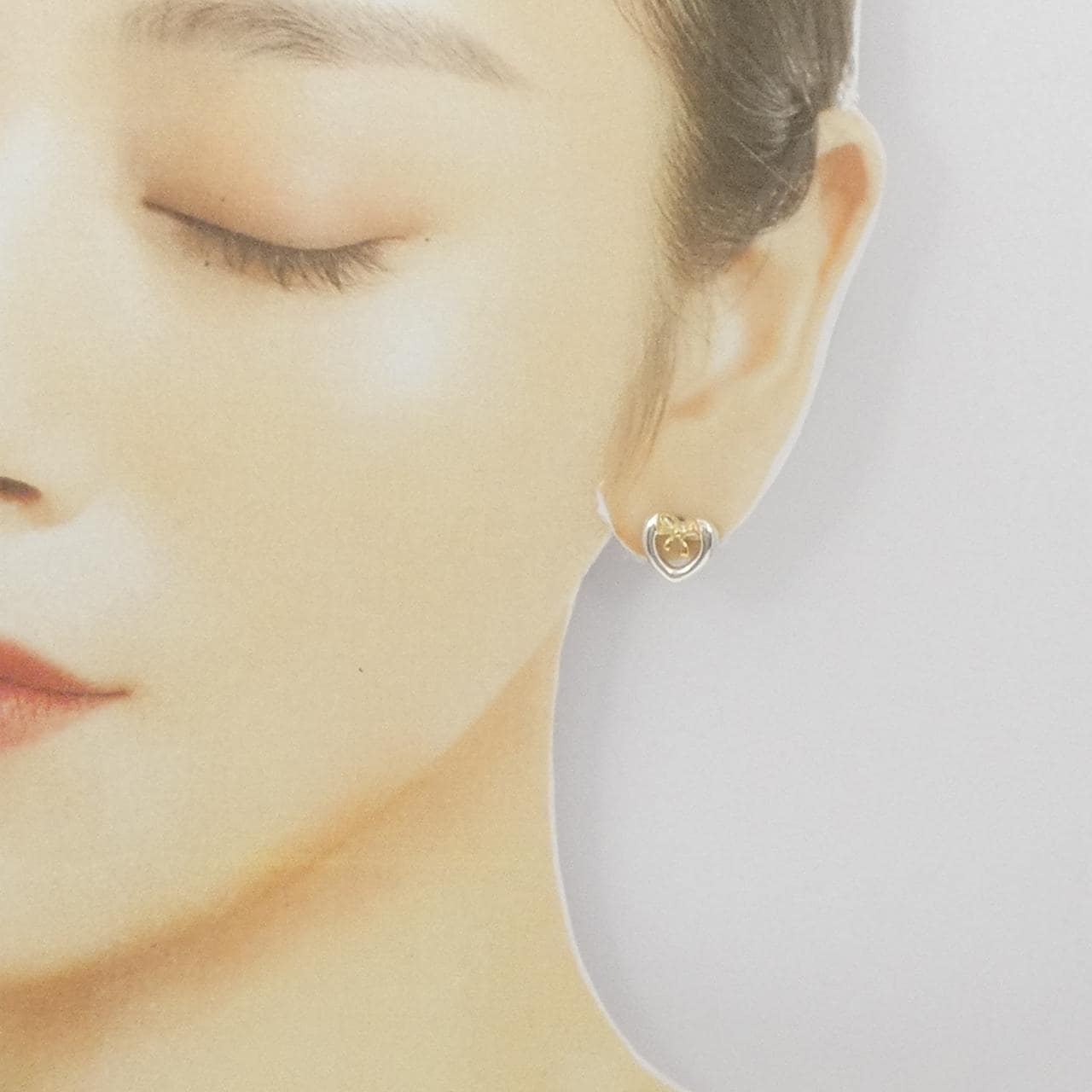 [vintage] TIFFANY心形 x 絲帶 925/750YG 耳環