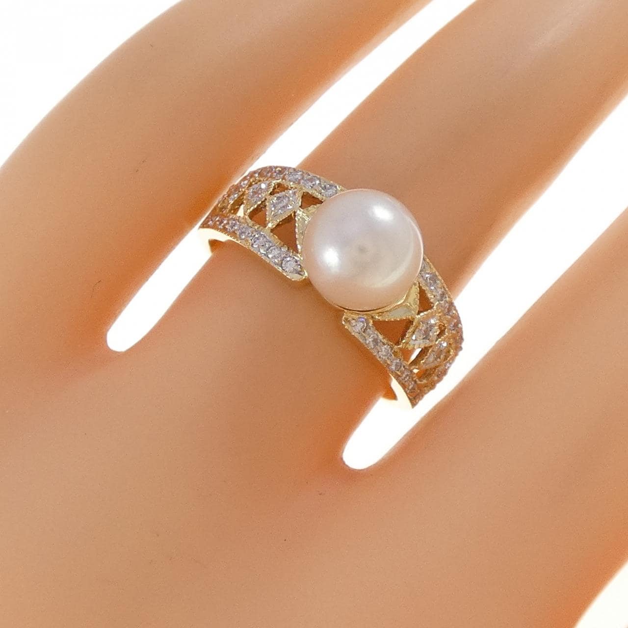 K18YG/K18WG アコヤパール リング 7.6mm