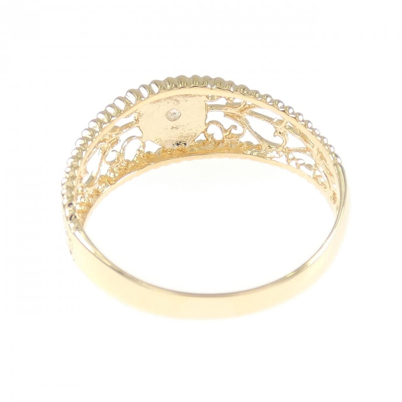 K18YG フラワー ダイヤモンド リング