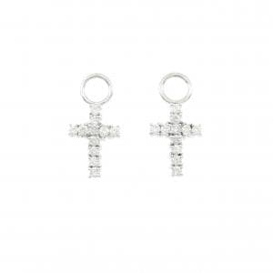 K18WG クロス ダイヤモンド ピアスパーツ 0.54CT