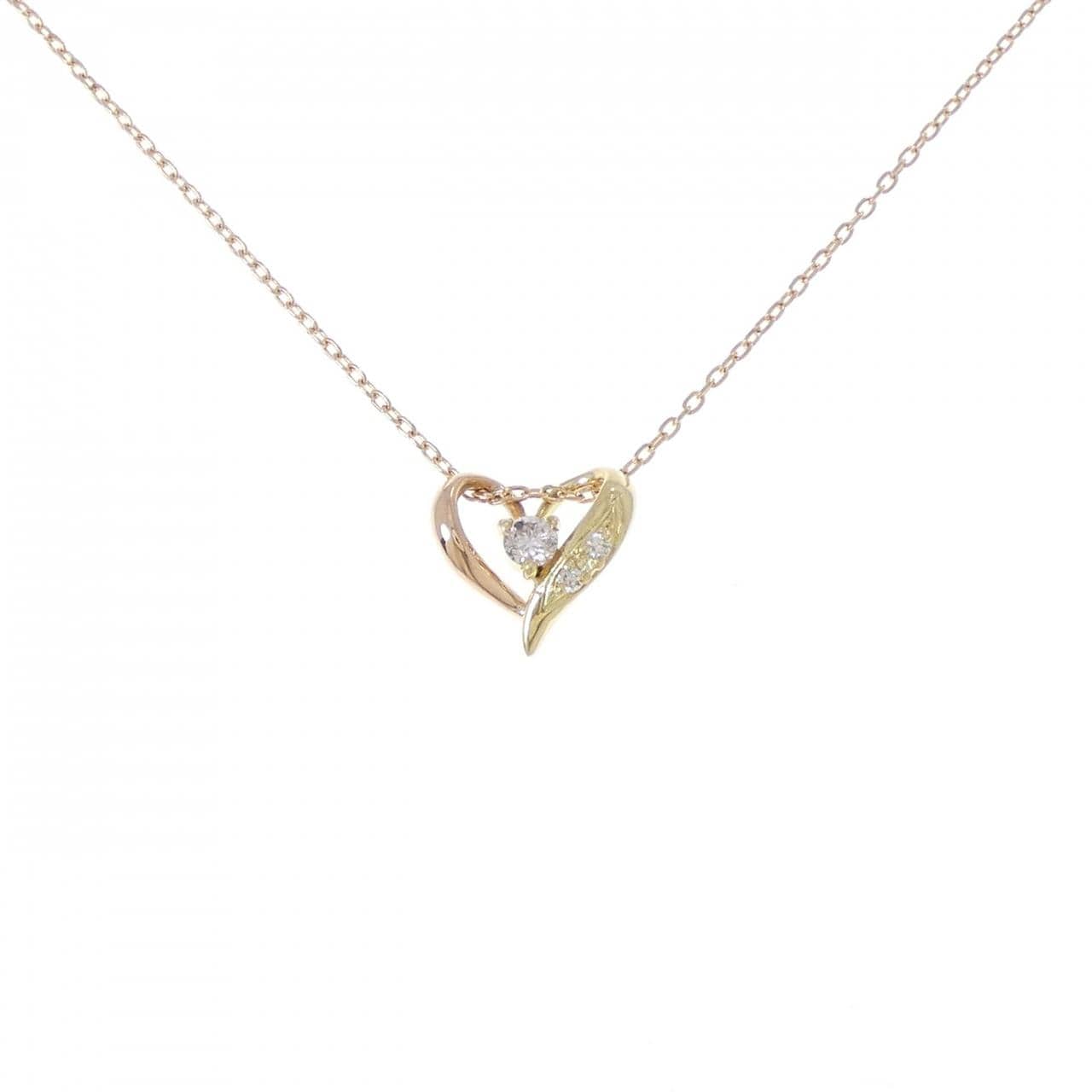 K18PG/K18YG ハート ダイヤモンド ネックレス 0.10CT