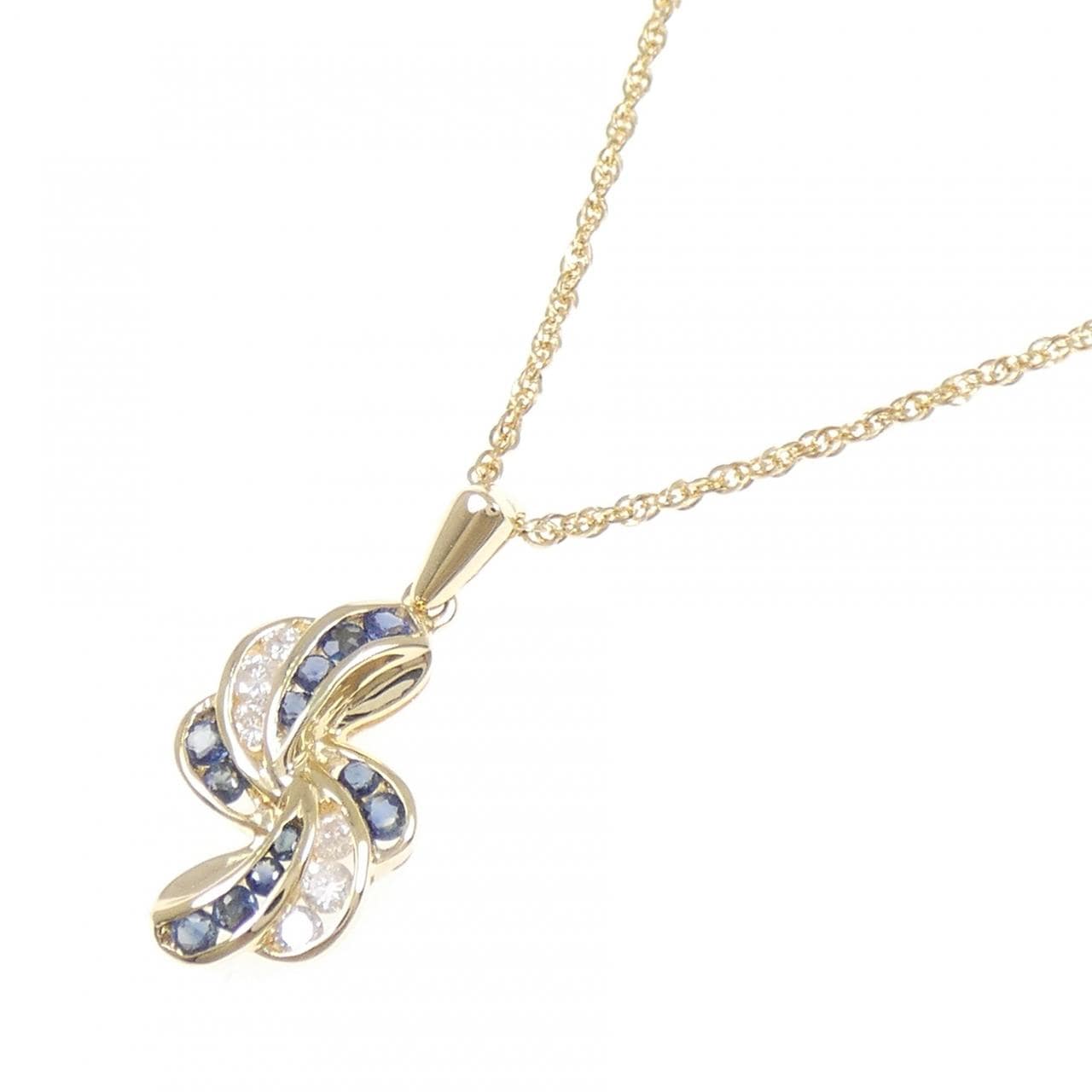 18KYG/K18YG サファイヤ ネックレス 0.45CT