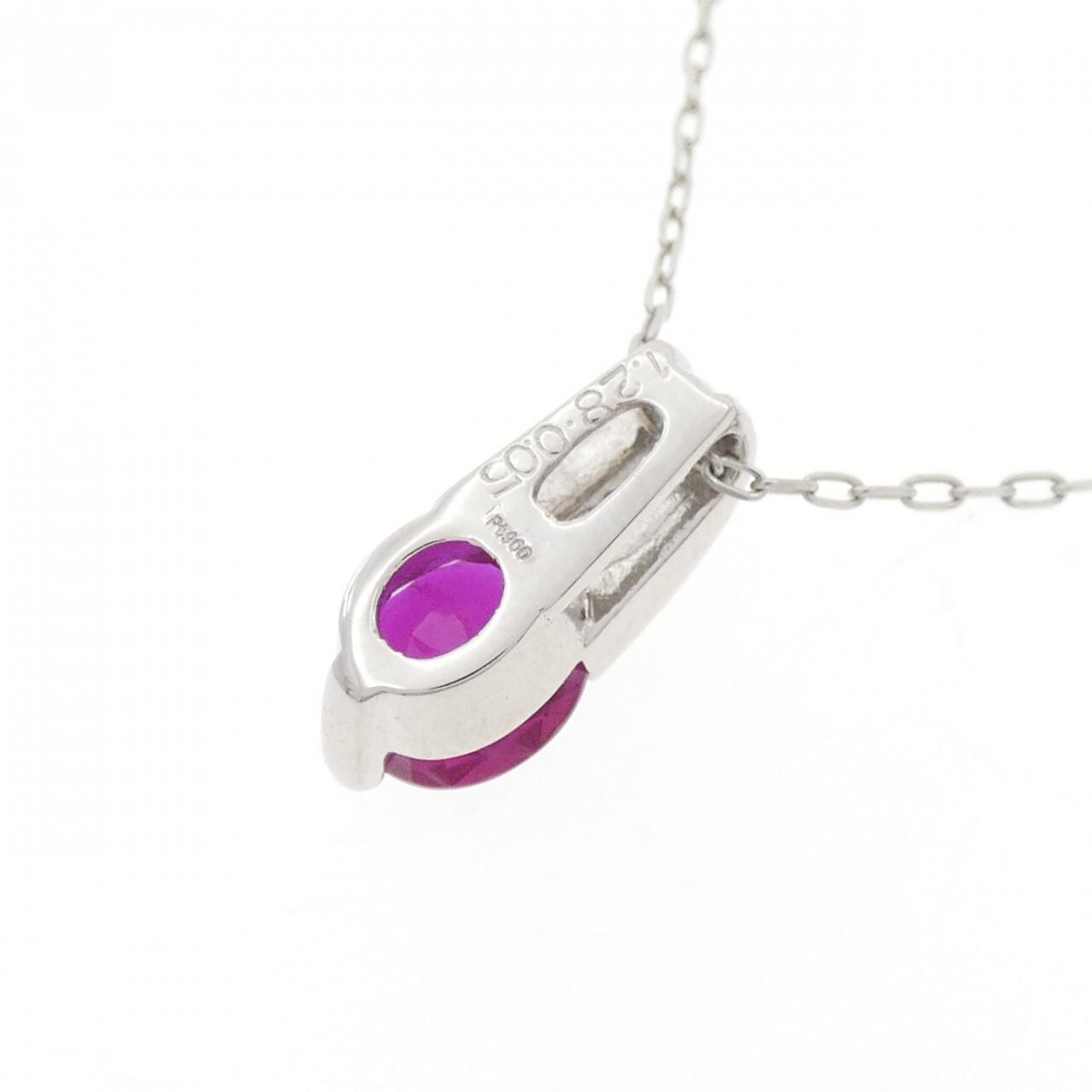 PT900/PT850 ルビー ネックレス 1.28CT