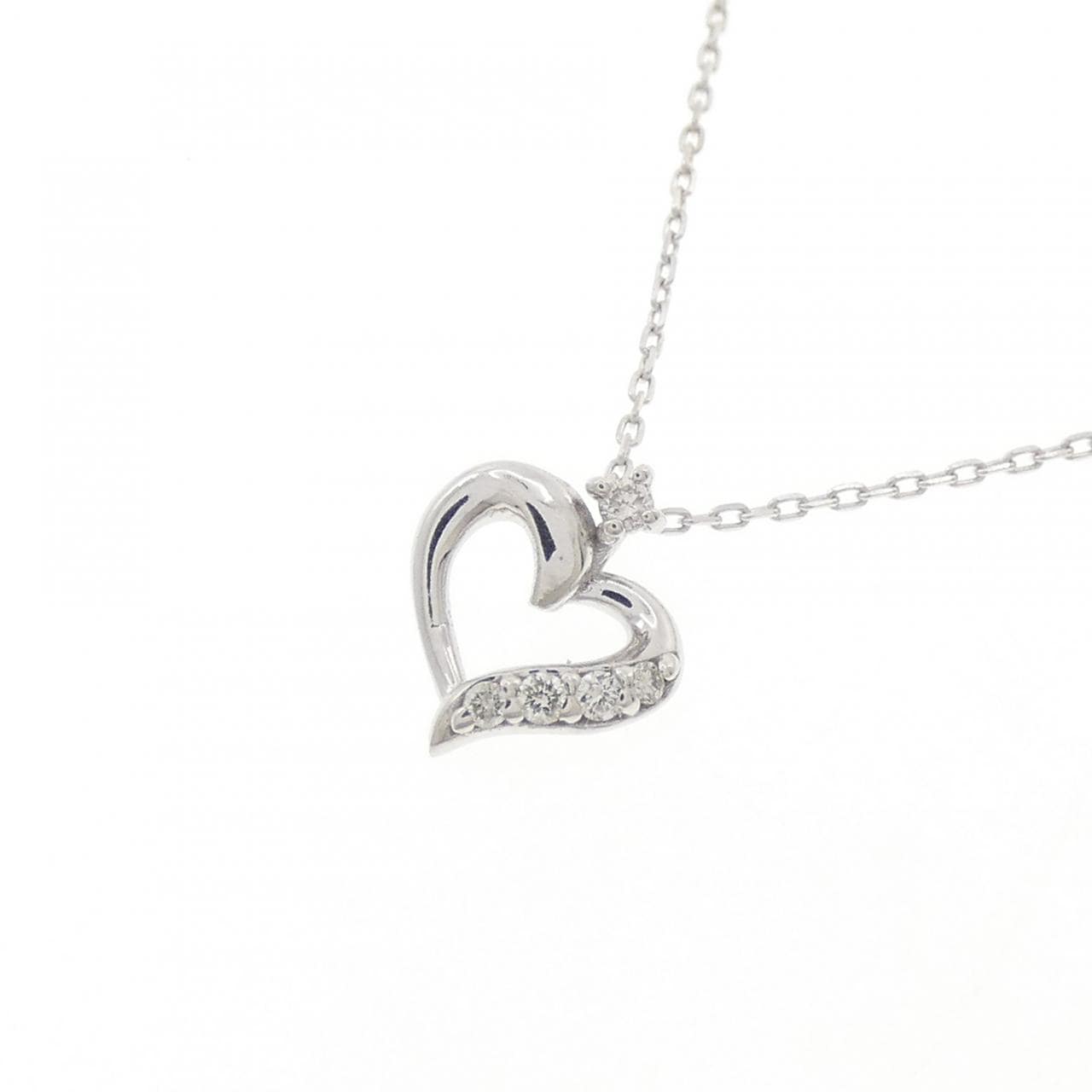 K10WG ハート ダイヤモンド ネックレス 0.03CT