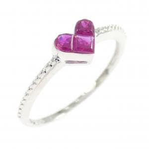 K14WG ハート ルビー リング 0.54CT
