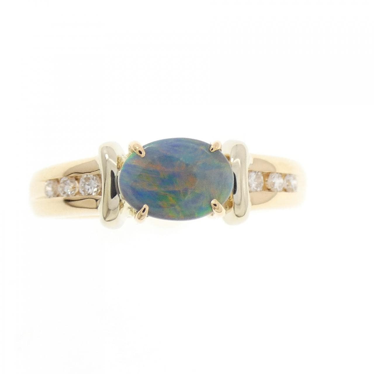 750YG ブラックオパール リング