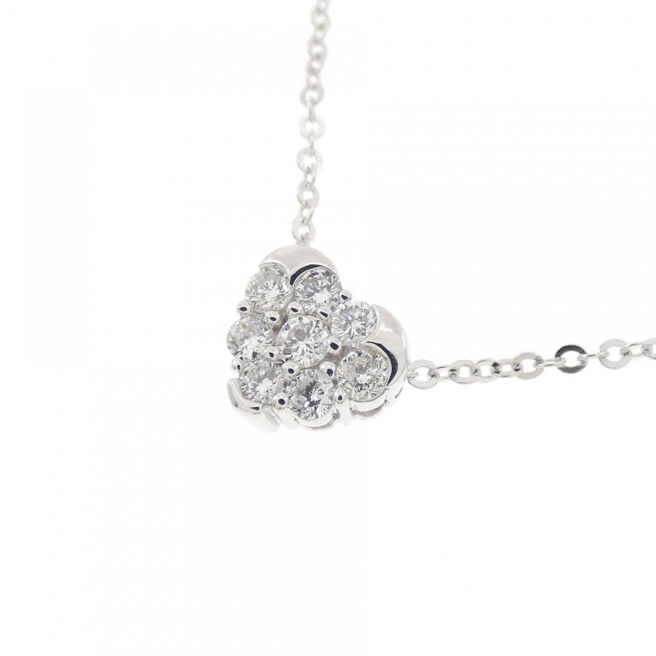 K18WG ハート ダイヤモンド ネックレス 0.19CT