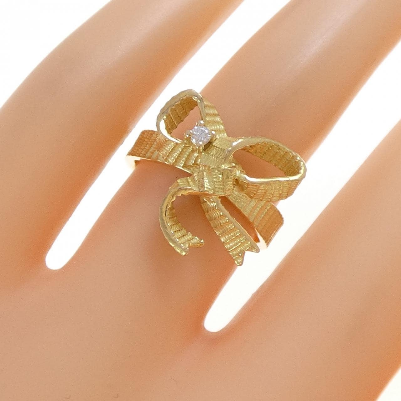 750YG リボン ダイヤモンド リング 0.03CT