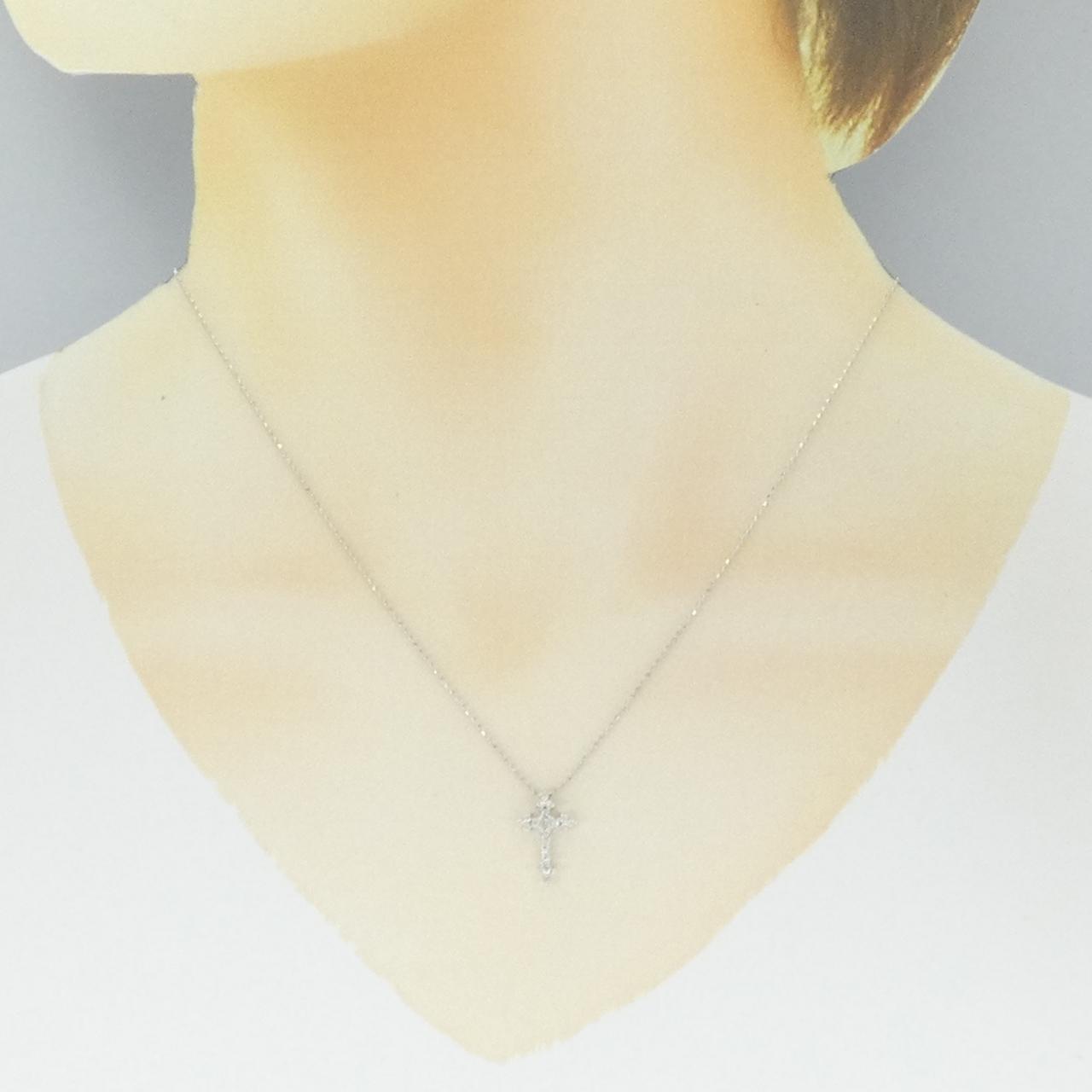 K18WG クロス ダイヤモンド ネックレス 0.16CT
