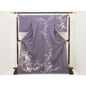 【未使用品】単衣　駒絽訪問着　銀彩友禅刺繍入り