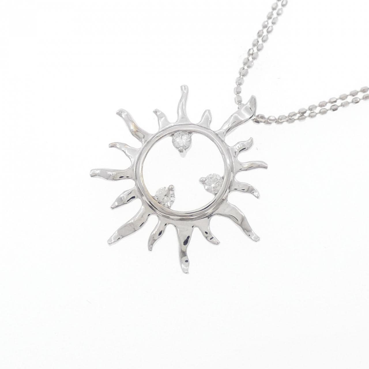 K18WG サン ダイヤモンド ネックレス 0.12CT