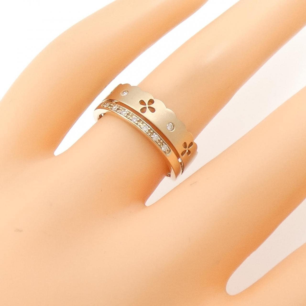 [BRAND NEW] K18PG Flower Diamond Ring 0.06CT