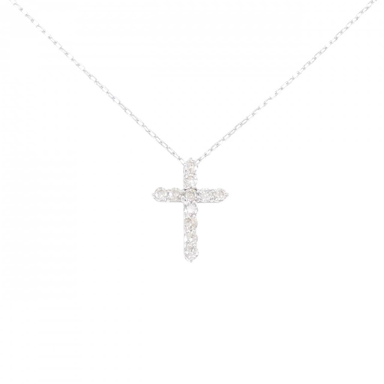 K18WG クロス ダイヤモンド ネックレス 0.50CT