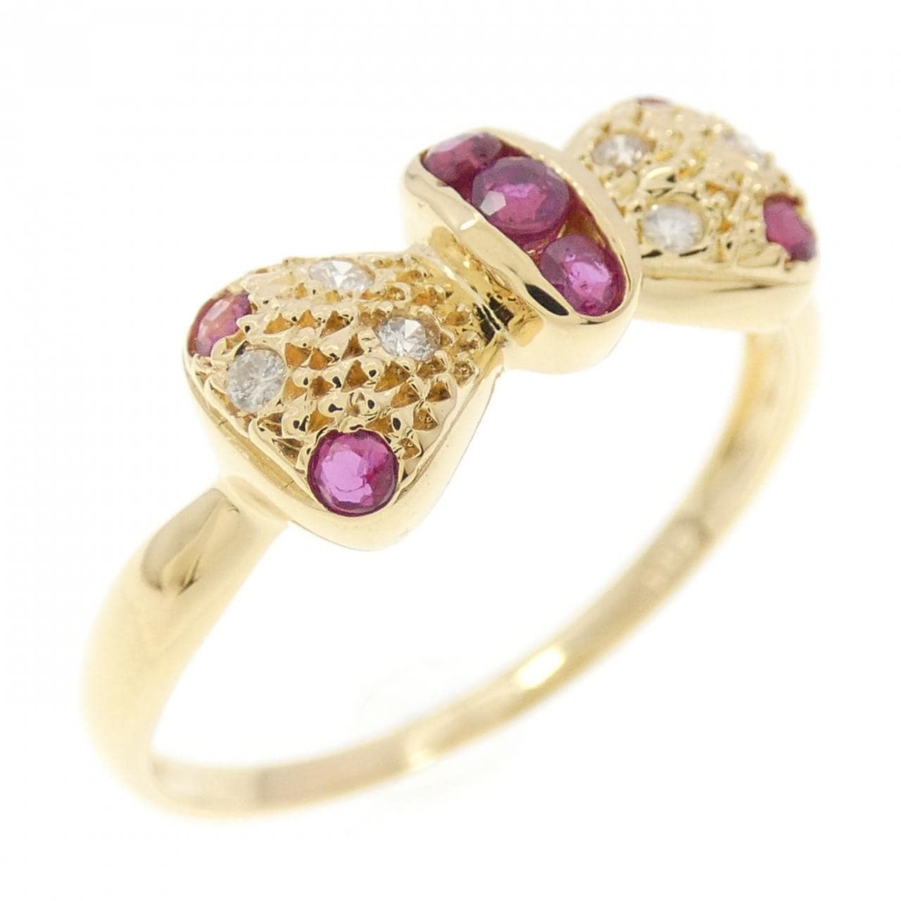 K18YG リボン ルビー リング