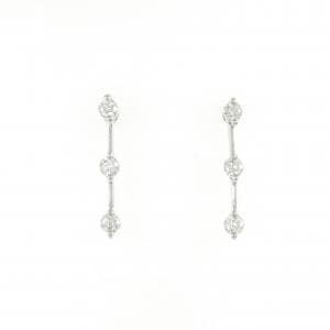 PT900 スリーストーン ダイヤモンド ピアス 0.30CT