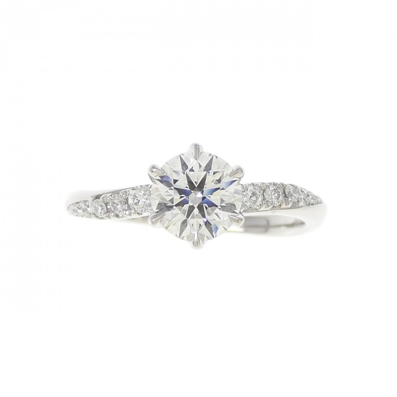 PT950钻石戒指，0.702克拉，H色，SI1净度，3EXT H&C