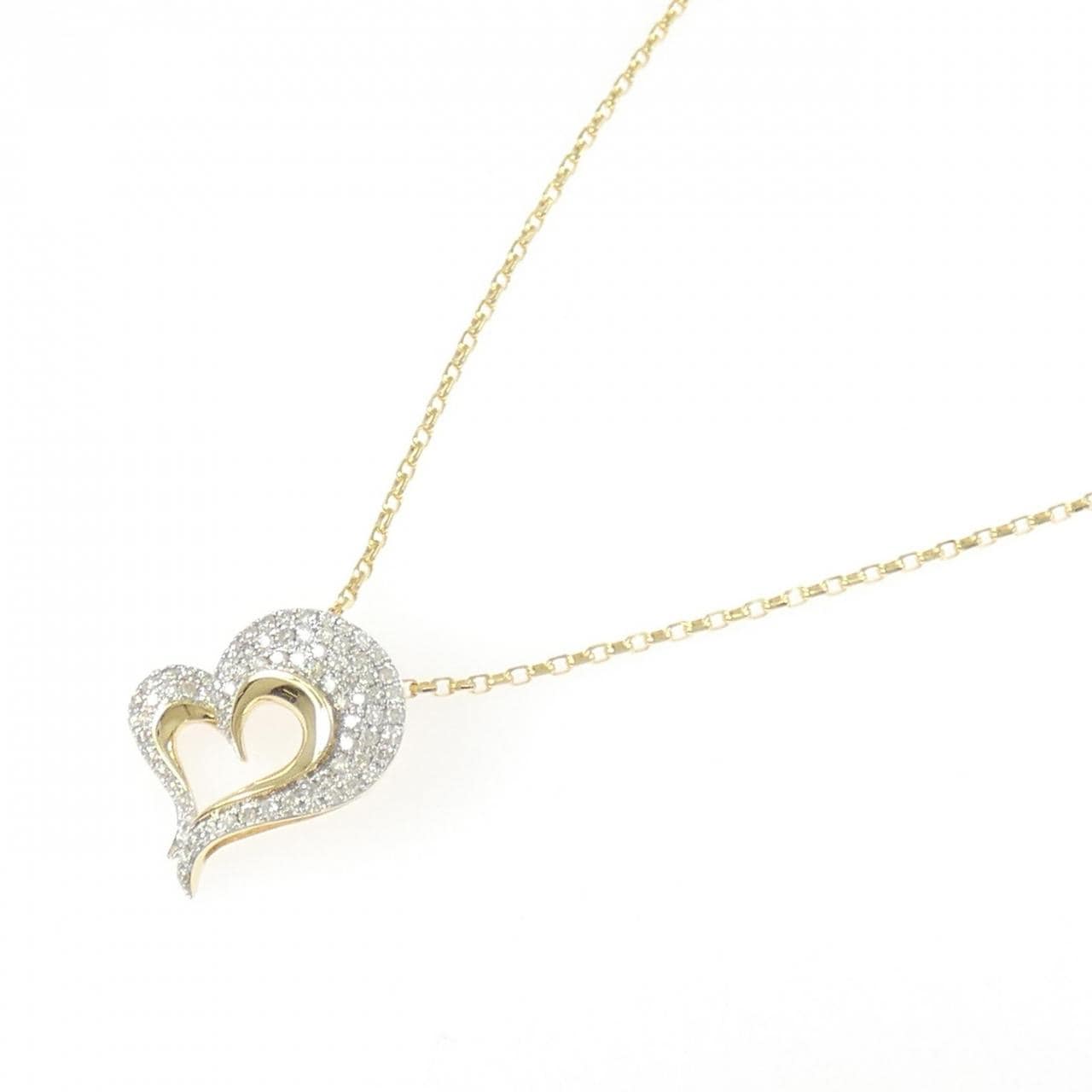 K18YG/K18WG ハート ダイヤモンド ネックレス 0.43CT