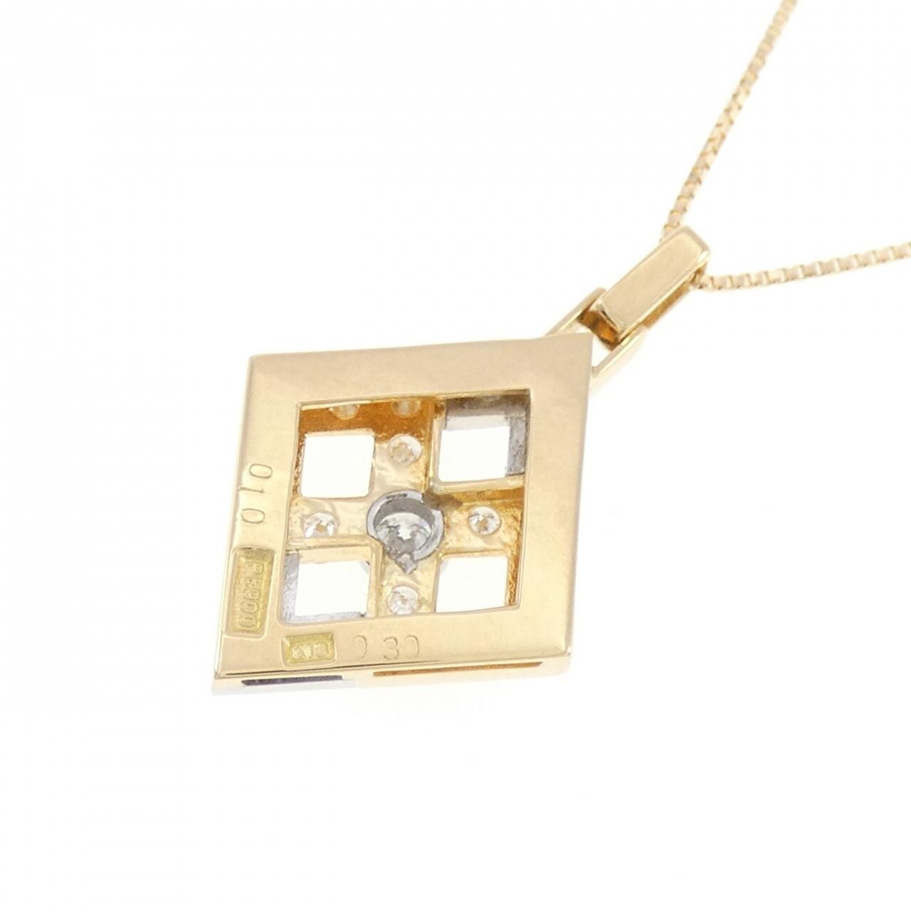 K18YG/PT900 ダイヤモンド ネックレス 0.10CT