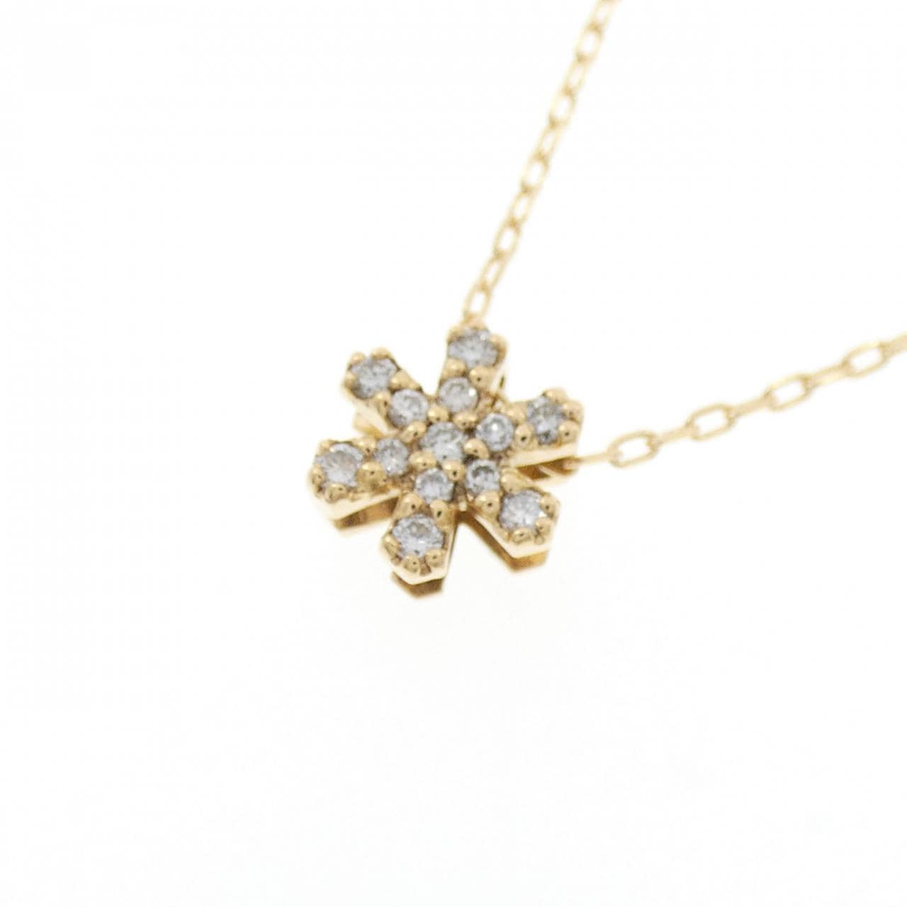 K18YG スノーフレーク ダイヤモンド ネックレス 0.14CT