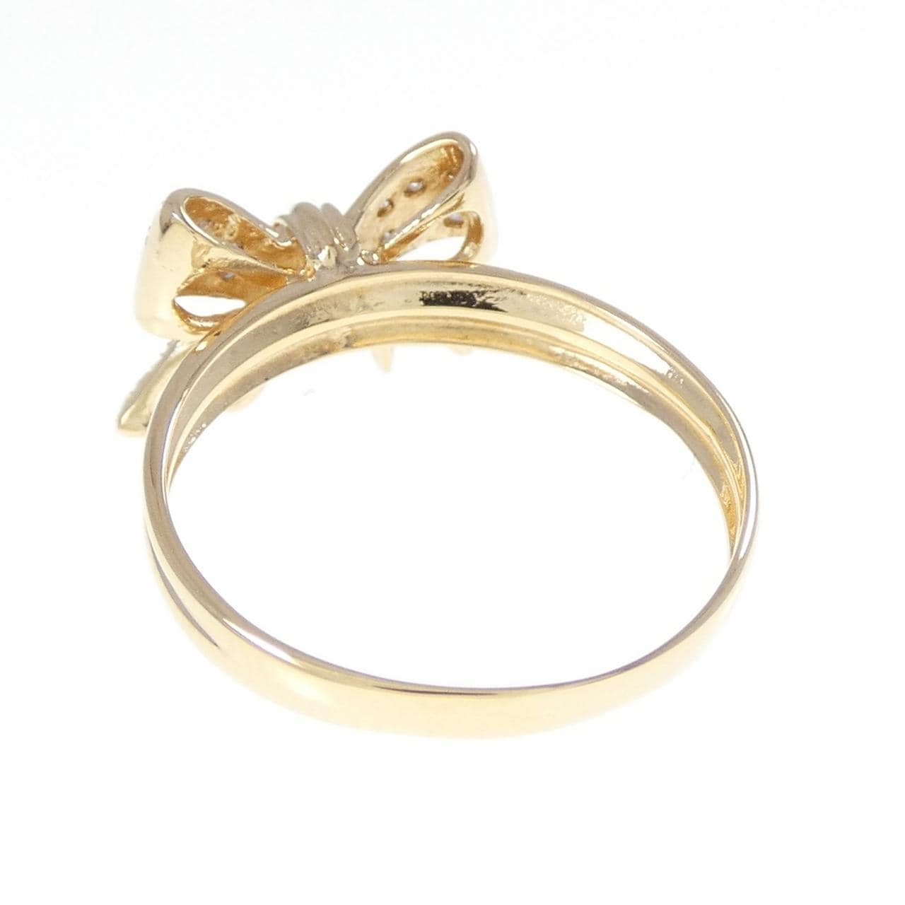 K18YG リボン ダイヤモンド リング 0.12CT