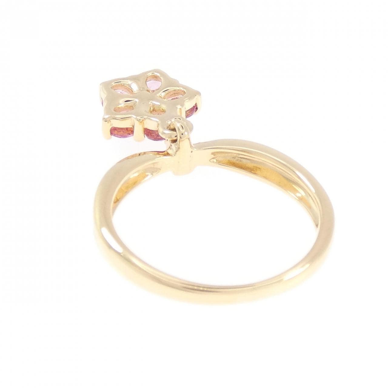 K18YG フラワー トルマリン リング 0.69CT