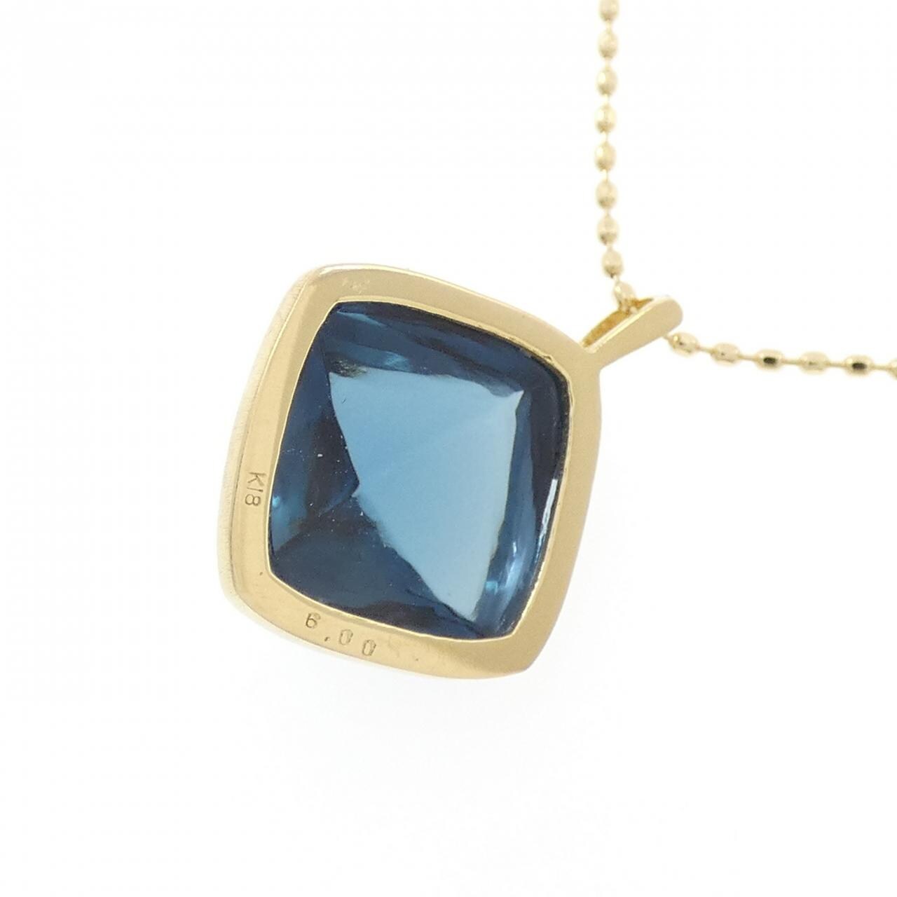 K18YG Blue Topaz Necklace 6.00CT