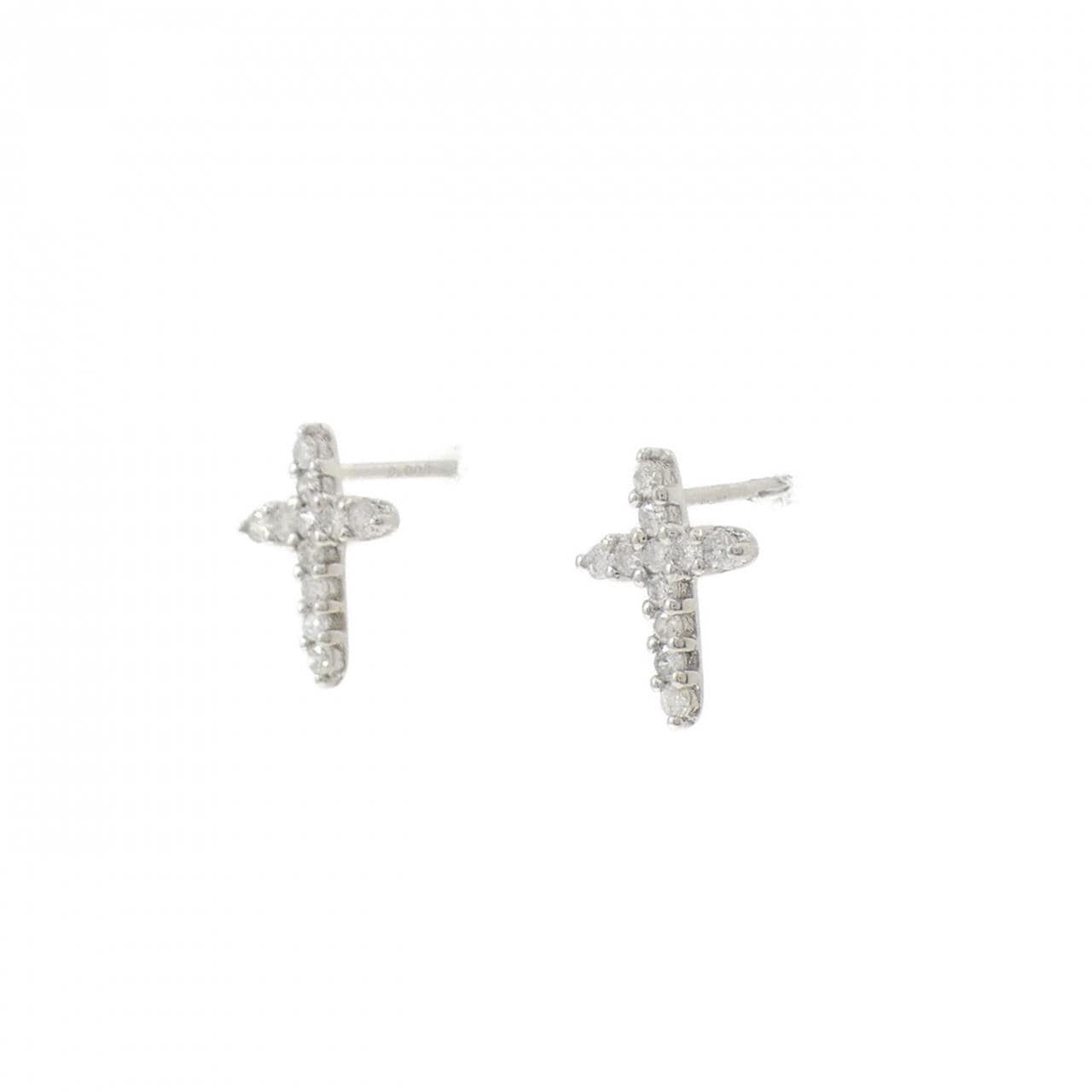 PT900 クロス ダイヤモンド ピアス 0.20CT