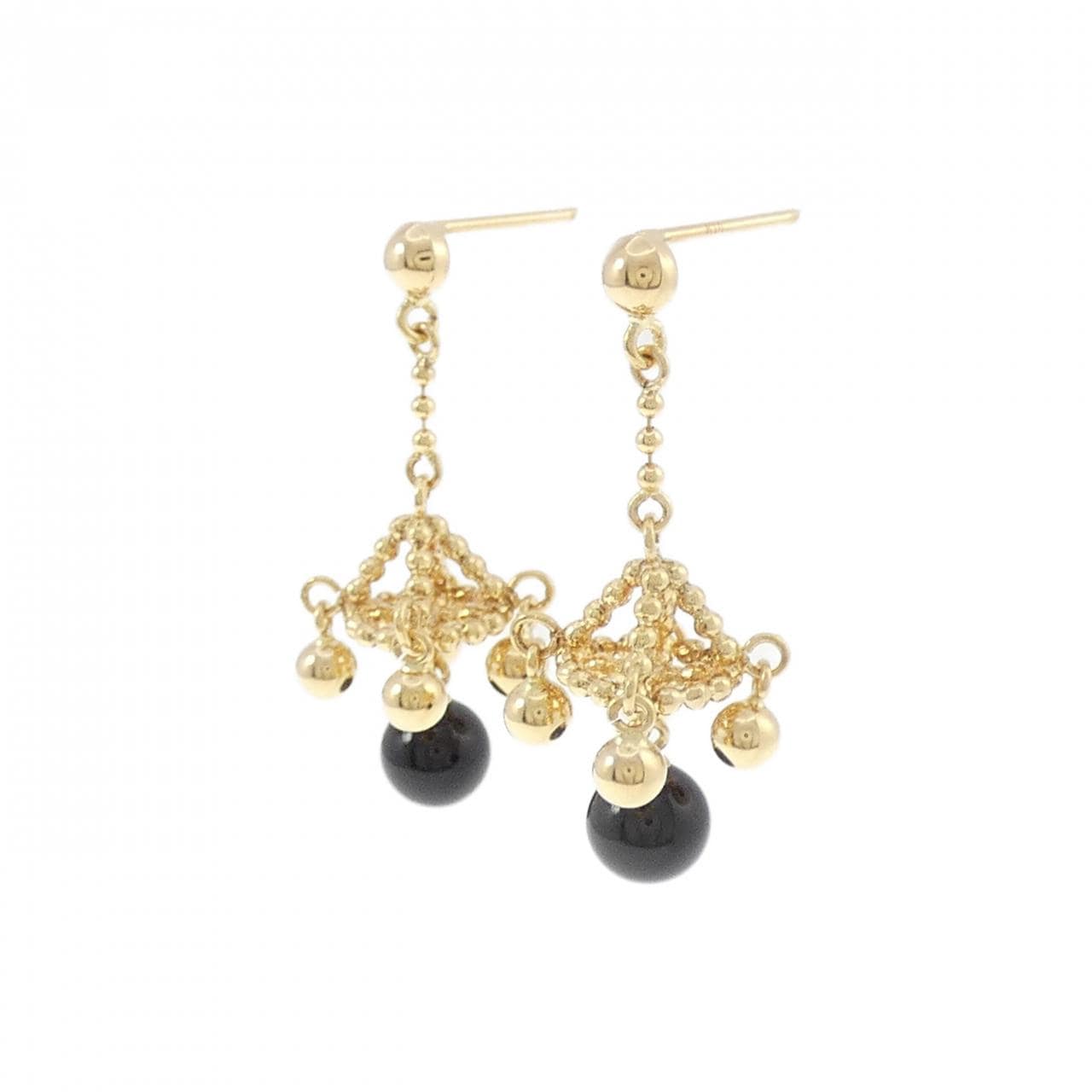 K18YG オニキス ピアス