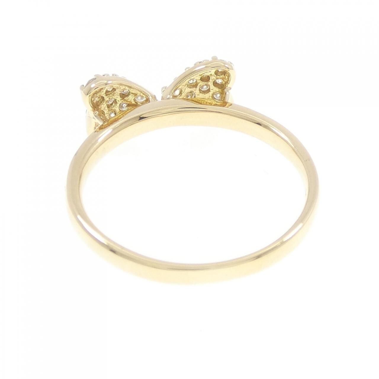K18YG リボン ダイヤモンド リング 0.25CT