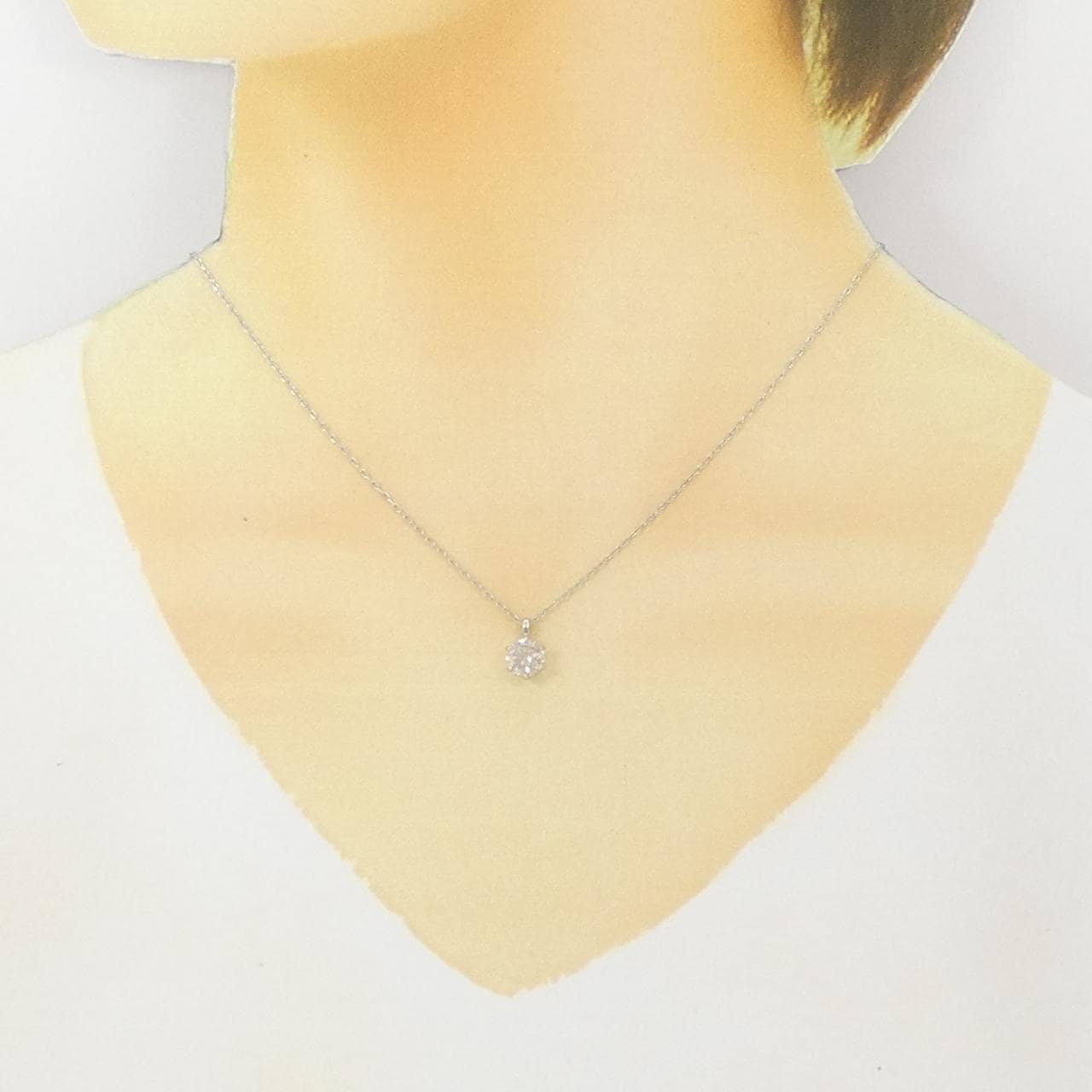 PT999/PT850 ソリティア ダイヤモンド ネックレス 0.90CT