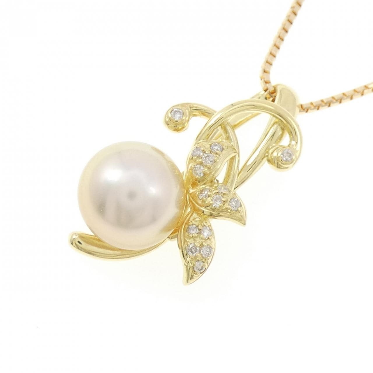 K18YG 白蝶パール ネックレス 10.2mm