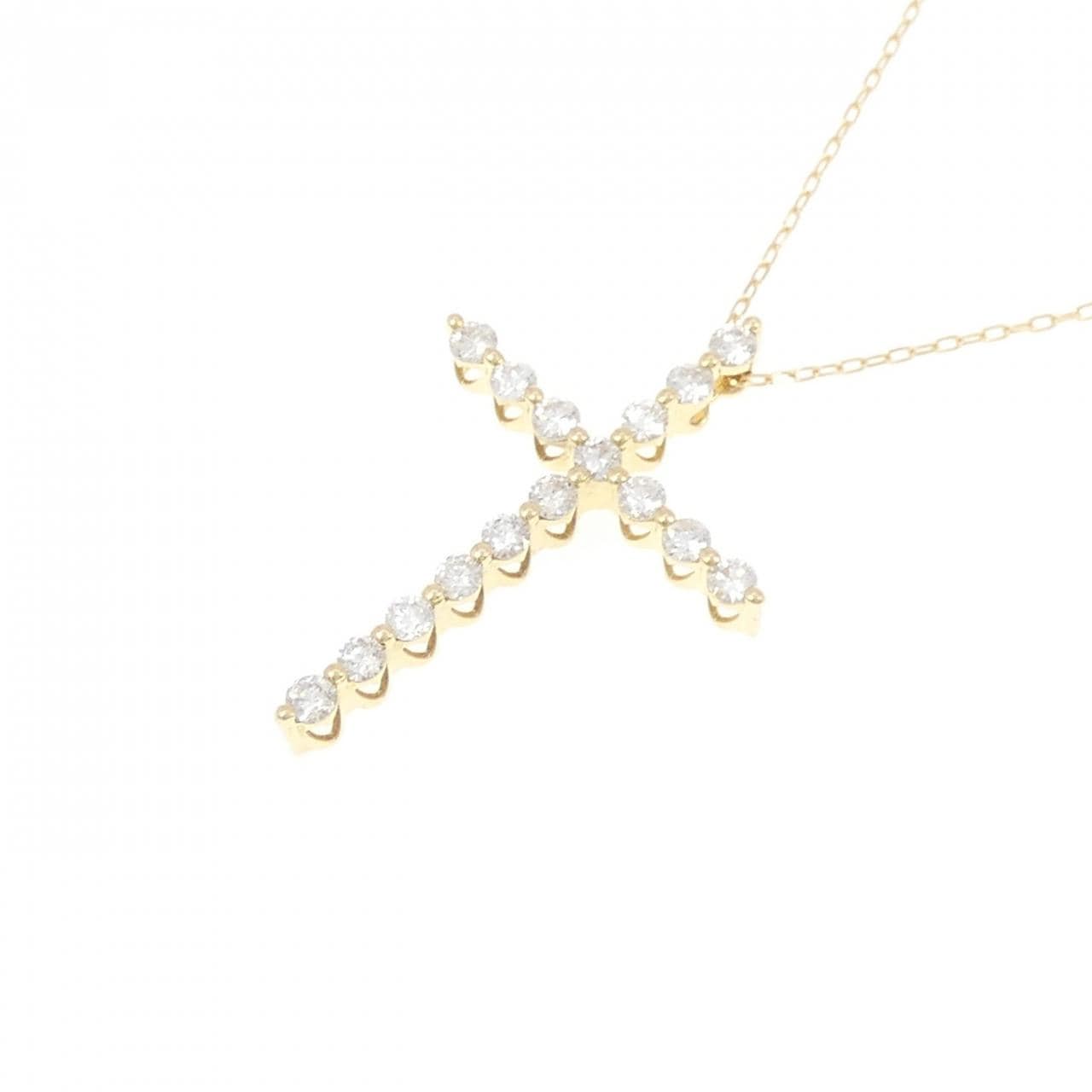 K18YG クロス ダイヤモンド ネックレス 1.00CT