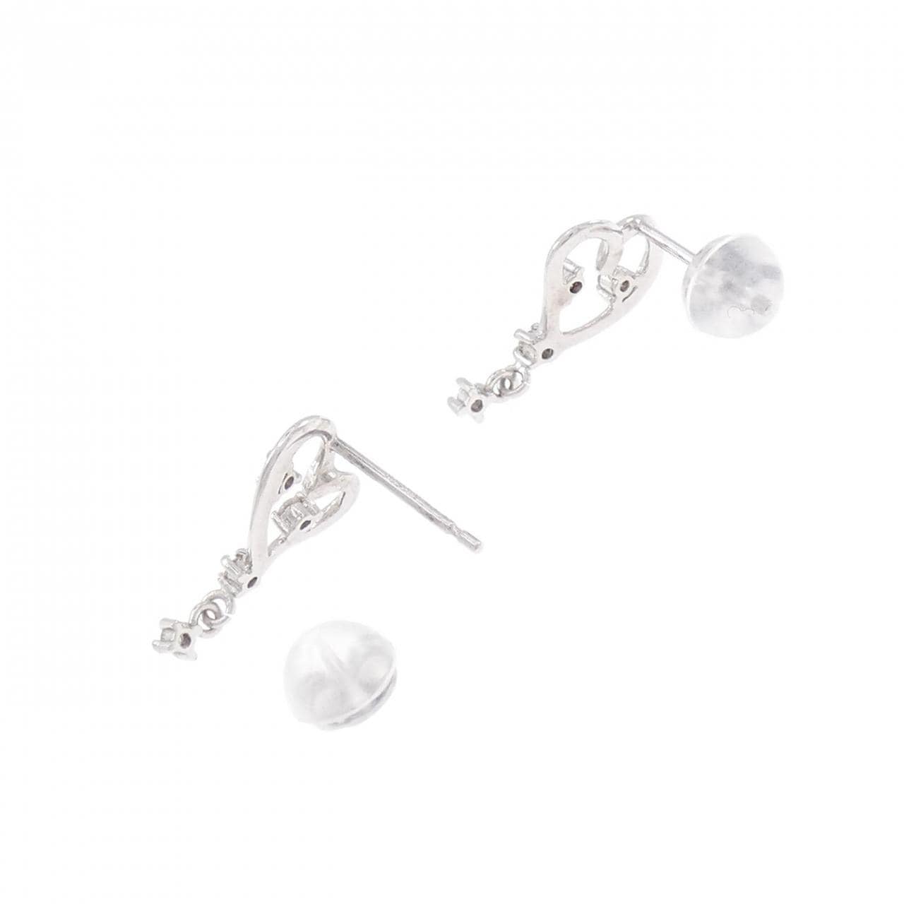 K18WG ハート ダイヤモンド ピアス 0.08CT