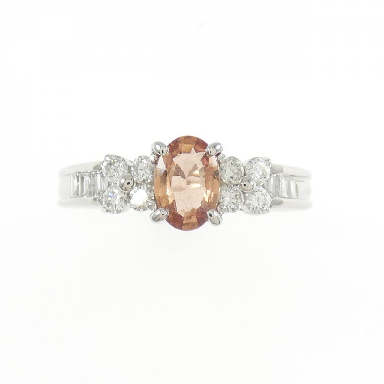 PT900 フラワー パパラチアサファイヤ リング 0.60CT