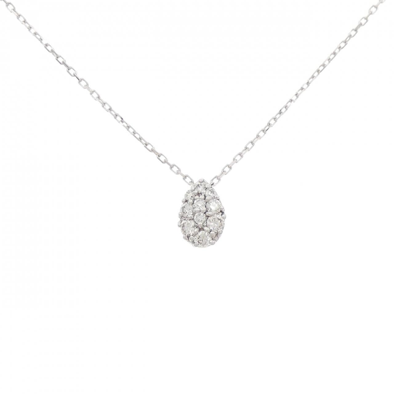 K18WG パヴェ ダイヤモンド ネックレス 0.19CT