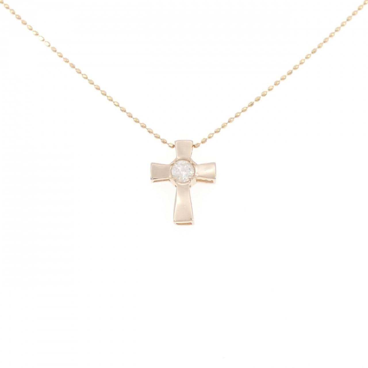 K18PG/K18YG クロス ダイヤモンド ネックレス 0.15CT