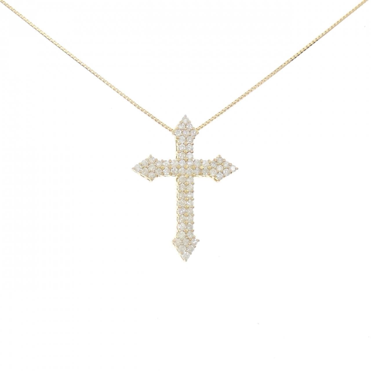 K18YG クロス ダイヤモンド ネックレス 1.00CT