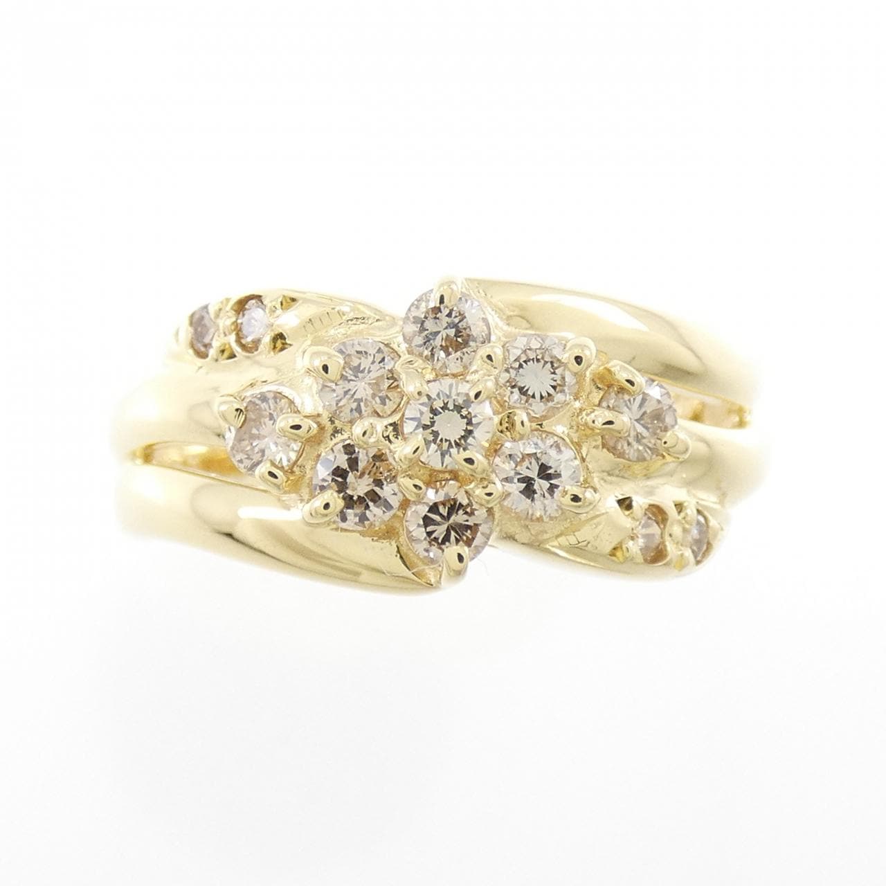 K18YG フラワー ダイヤモンド リング 0.41CT
