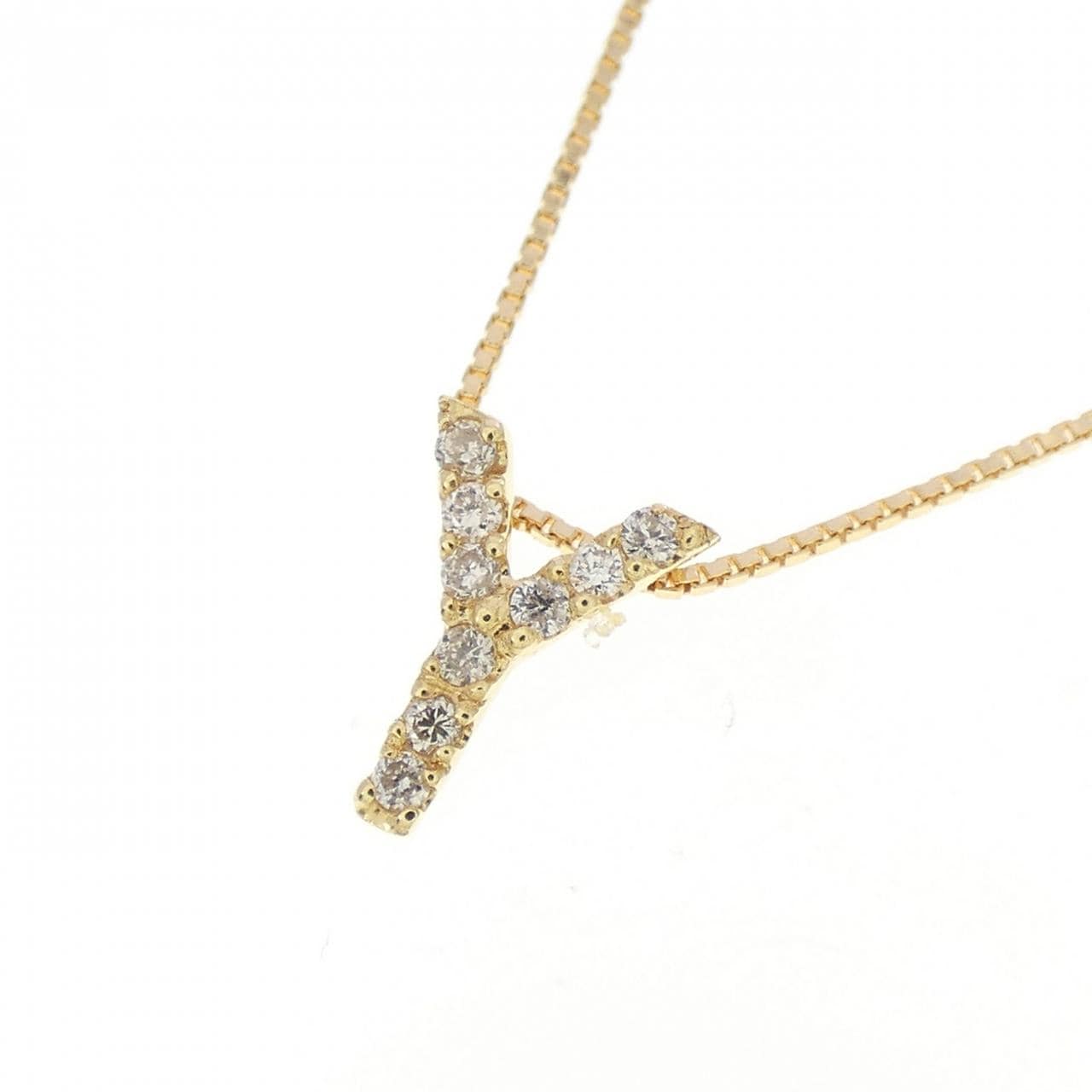 K18YG イニシャルY ダイヤモンド ネックレス 0.04CT