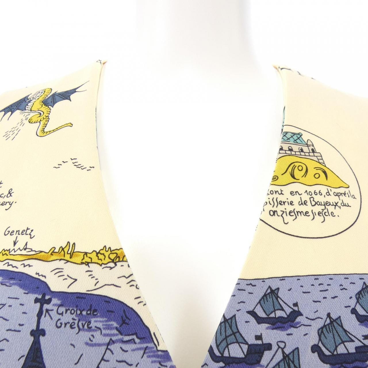 【ヴィンテージ】エルメス HERMES MONT　SAINT　MICHEL ツイルレーヌ ベスト