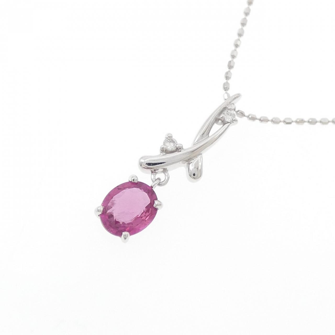 K18WG/750WG ルビー ネックレス 0.67CT