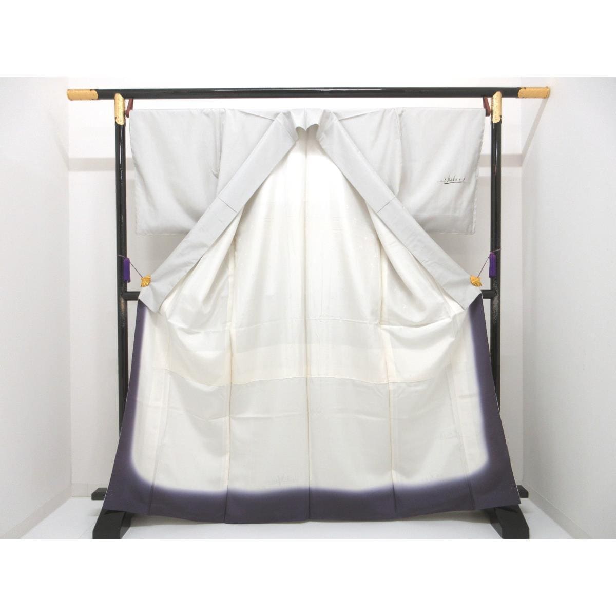 訪問着　柿本市郎　縞大島紬　身幅３Ｌ寸【本加賀友禅】