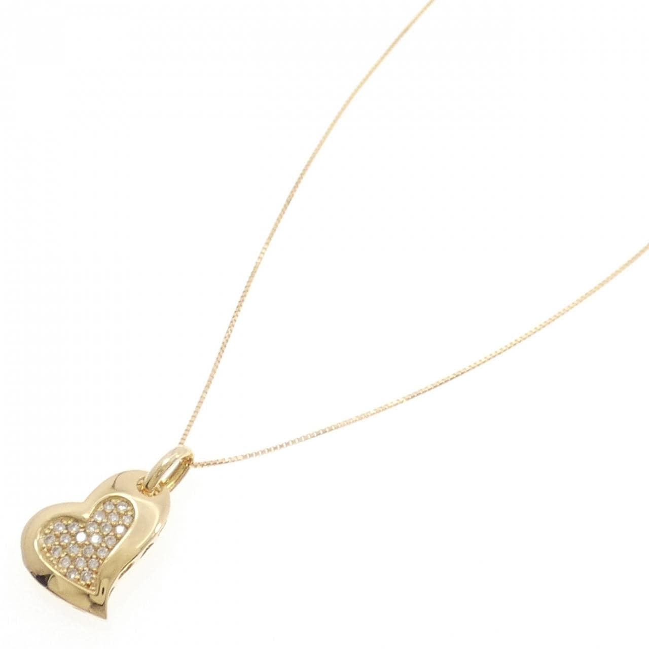 K18YG ハート ダイヤモンド ネックレス 0.23CT