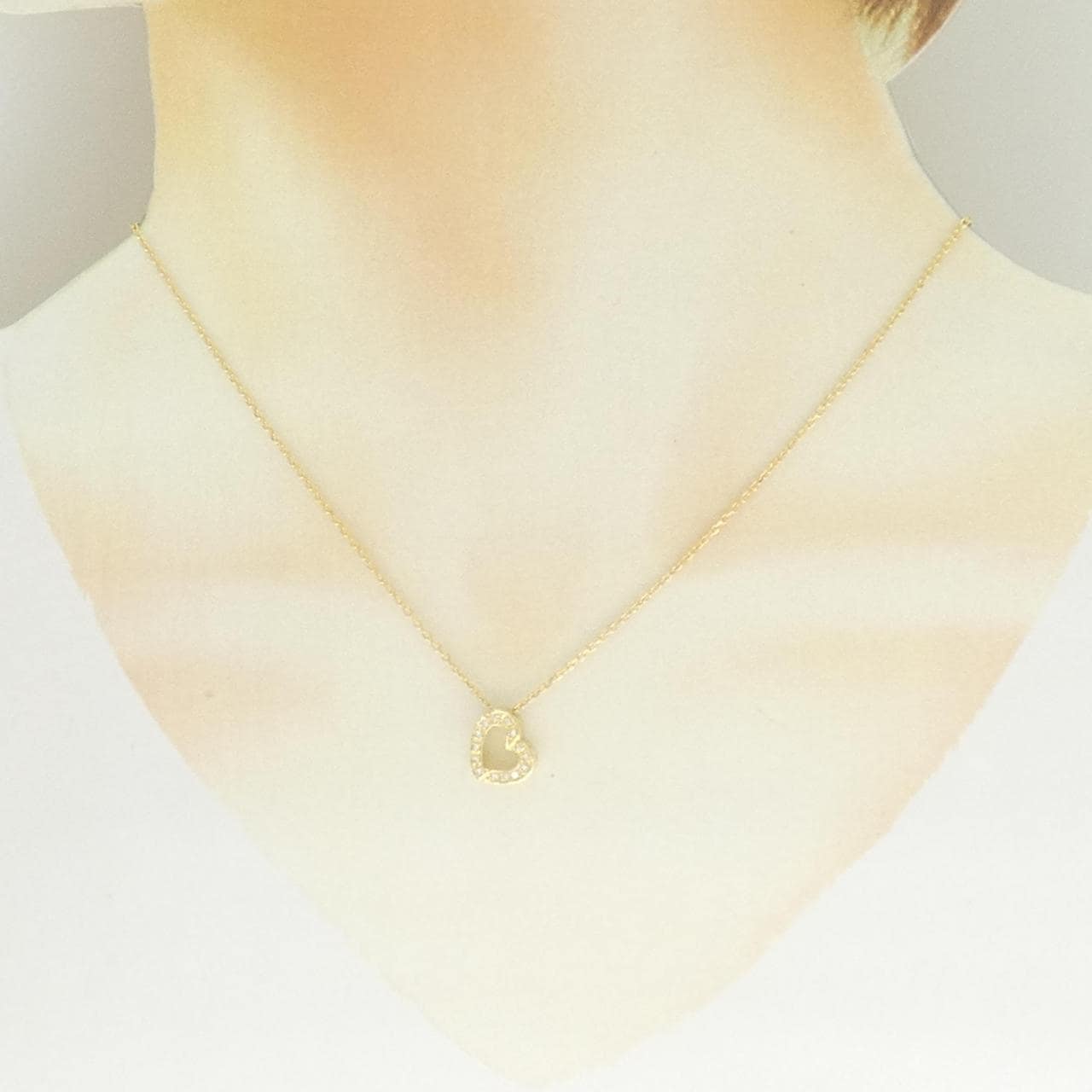 K18YG ハート ダイヤモンド ネックレス 0.11CT