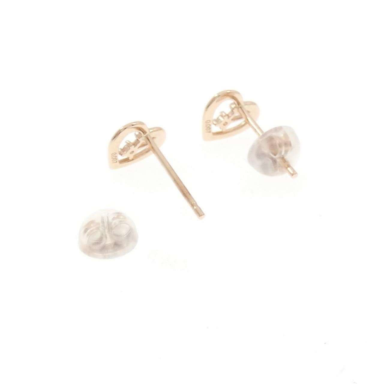 K10PG ハート ダイヤモンド ピアス 0.014CT