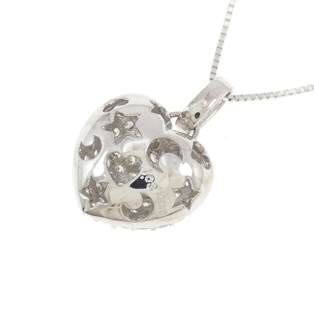 K18WG ハート パヴェ ダイヤモンド ネックレス 1.03CT