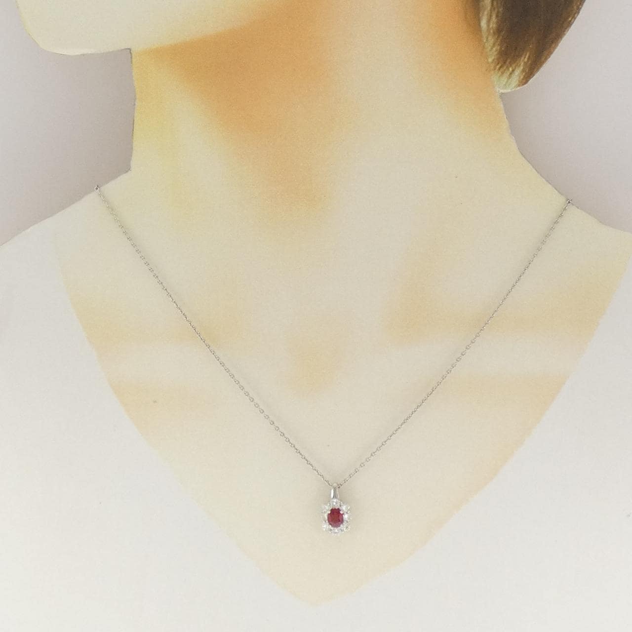 PT900/PT850 ルビー ネックレス 0.591CT
