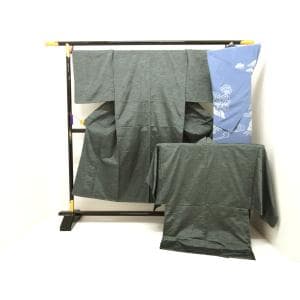 【未使用品】男物　紬織　きもの・羽織・長襦袢　３点セット