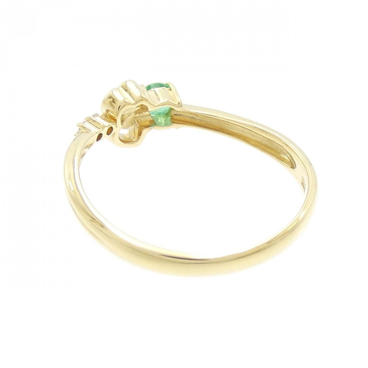 K18YG ハート エメラルド リング 0.10CT