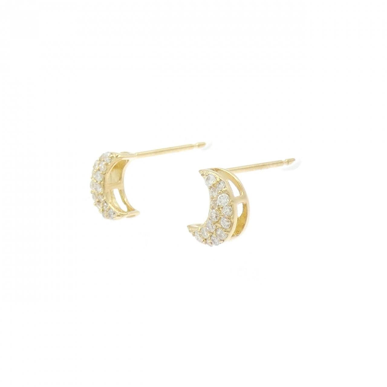 【リメイク】K18YG ムーン ダイヤモンド ピアス 0.20CT